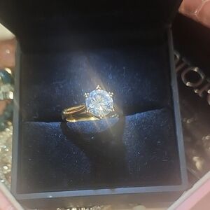 6 Prong Engagement Ring Italy .925 14k Layered 6